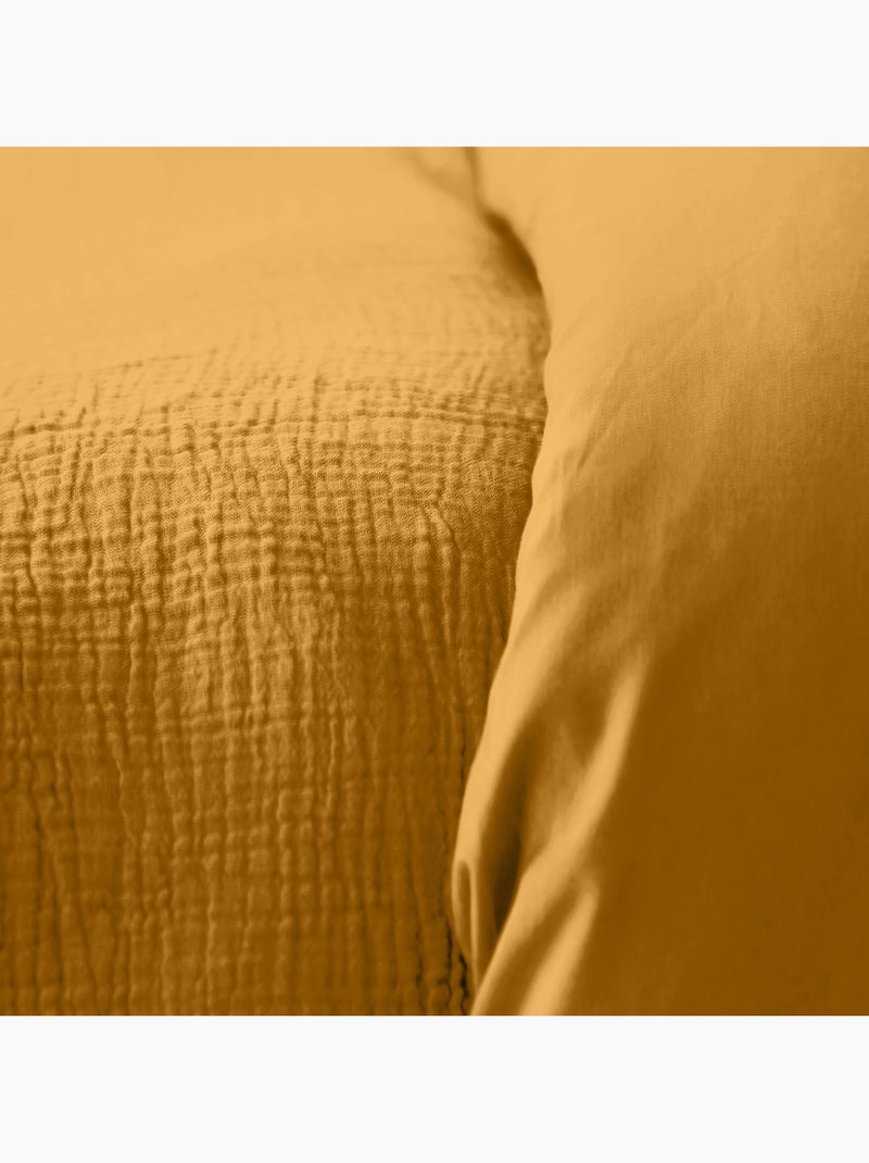 Conjunto de roupa de cama dupla de gaze de algodão Amarelo - Kiabi