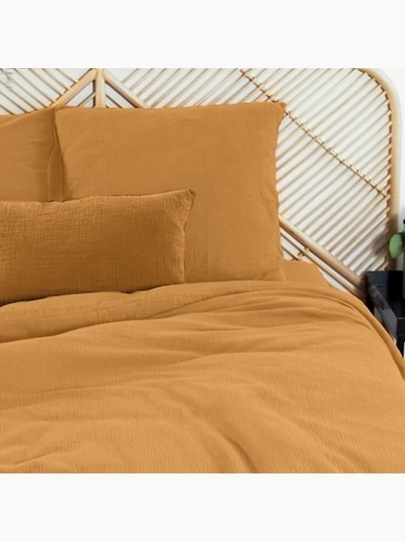 Conjunto de roupa de cama dupla de gaze de algodão Amarelo - Kiabi
