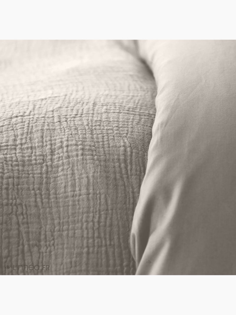 Conjunto de roupa de cama dupla de gaze de algodão Cinza claro - Kiabi
