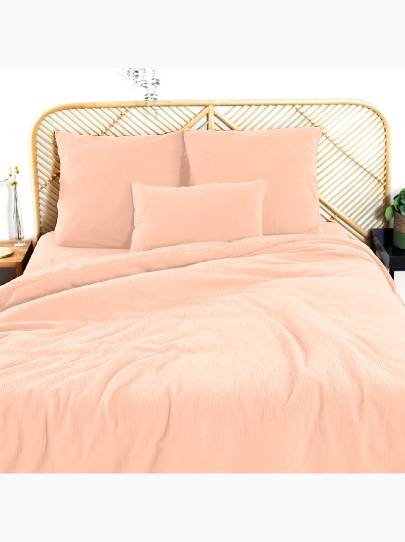Conjunto de roupa de cama dupla de gaze de algodão Laranja-claro - Kiabi