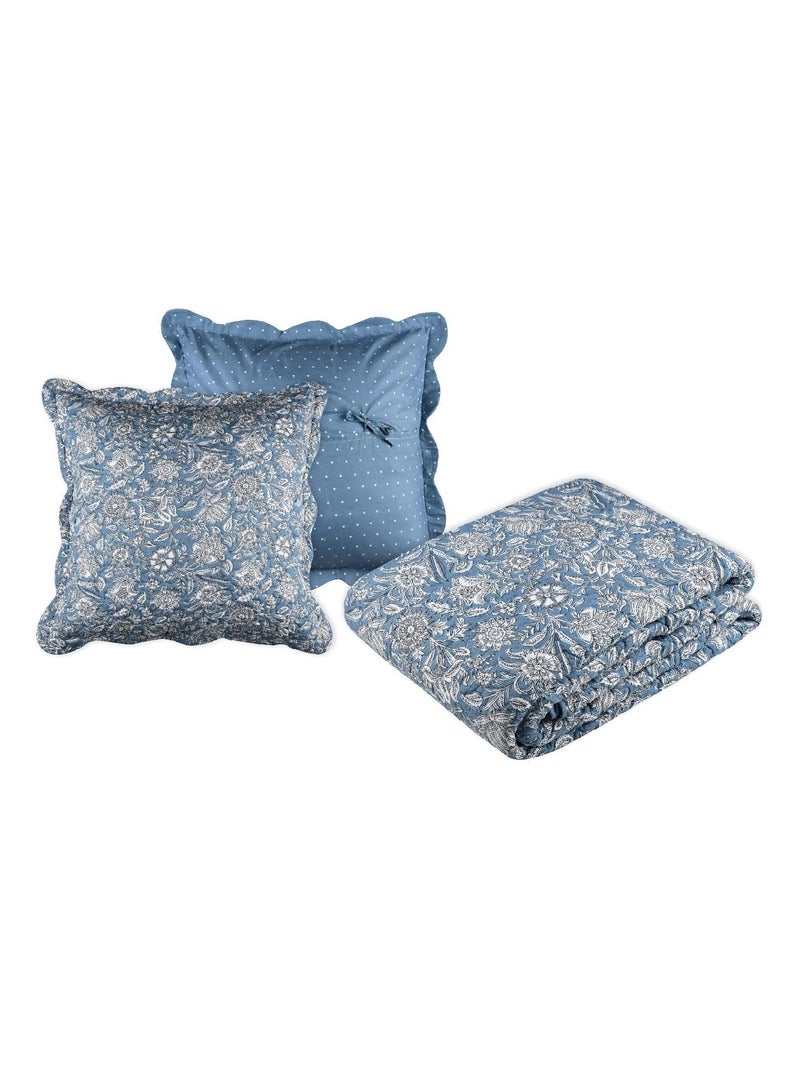Conjunto de roupa de cama e fronha reversível em estilo floral Azul - Kiabi