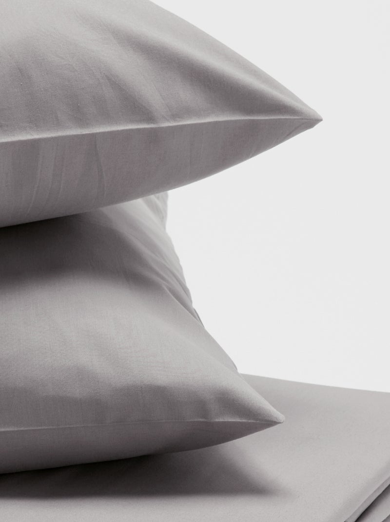 Conjunto de roupa de cama liso para casal - 200x200cm Cinza - Kiabi