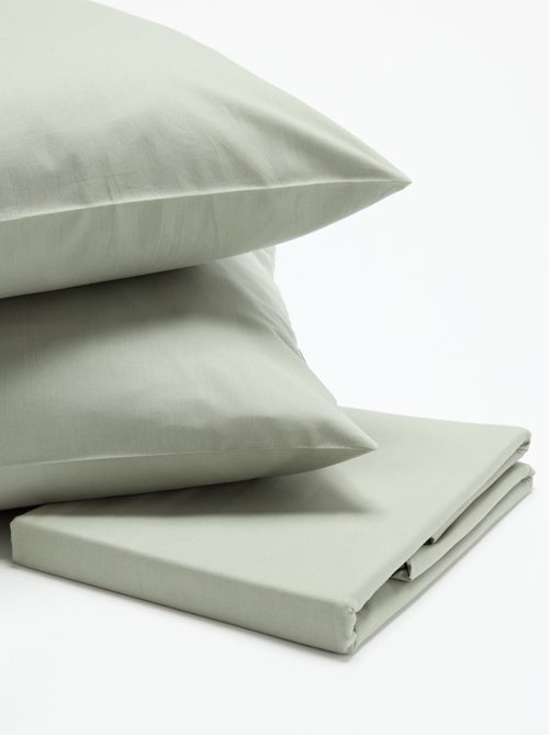 Conjunto de roupa de cama liso para casal - 200x200cm - Kiabi Conjunto de roupa de cama liso para casal - 200x200cm - Kiabi