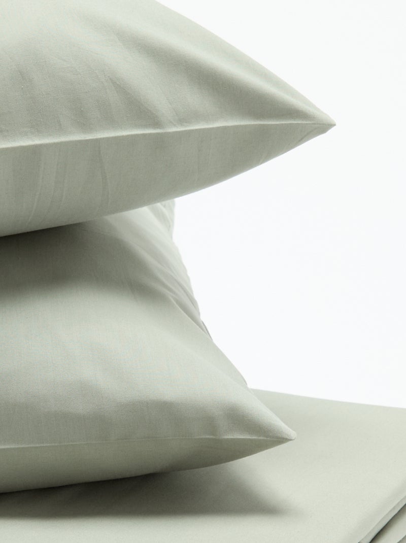 Conjunto de roupa de cama liso para casal - 200x200cm Verde - Kiabi