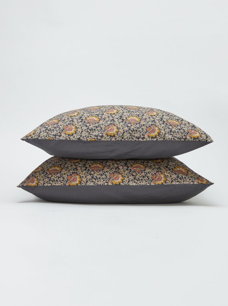 Conjunto de roupa de cama para 2 pessoas 240 x 220cm em algodão - Kiabi Home Preto - Kiabi