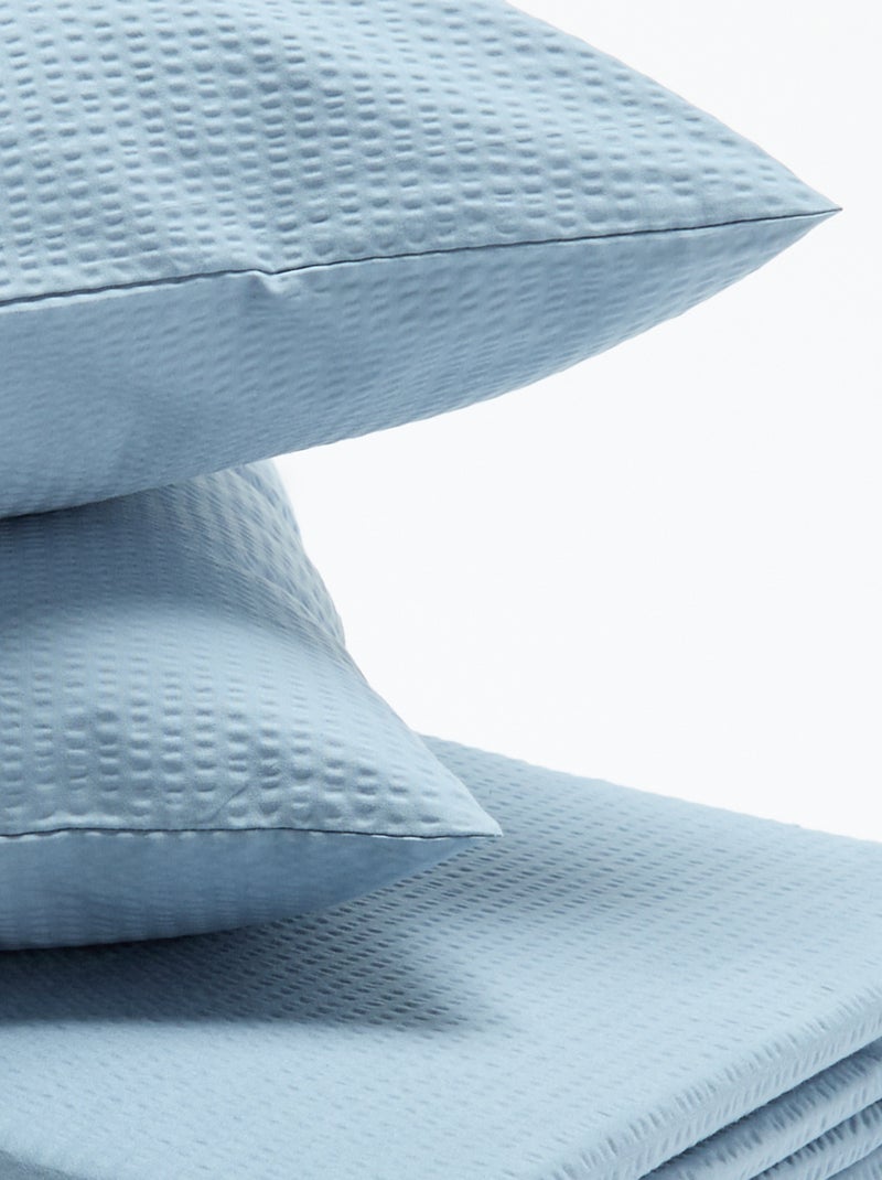 Conjunto de roupa de cama para 2 pessoas 240 x 220cm em seersucker Azul - Kiabi