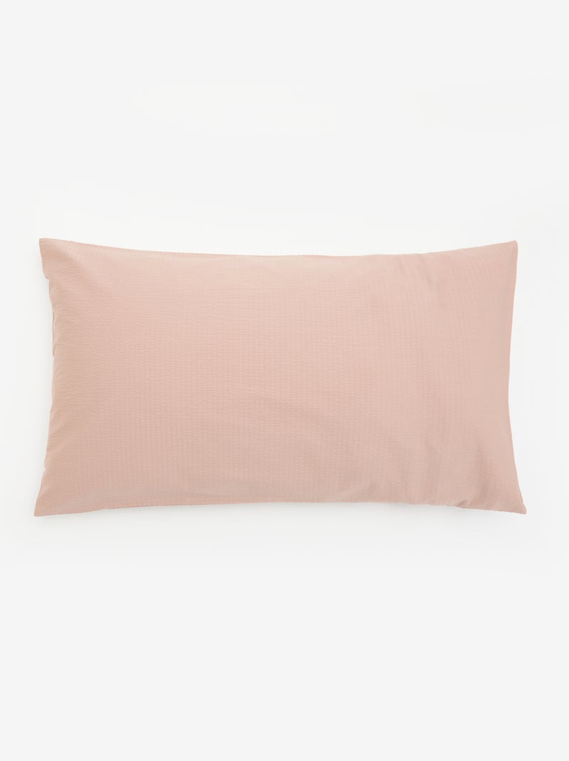 Conjunto de roupa de cama para 2 pessoas 240 x 220cm em seersucker Rosa - Kiabi
