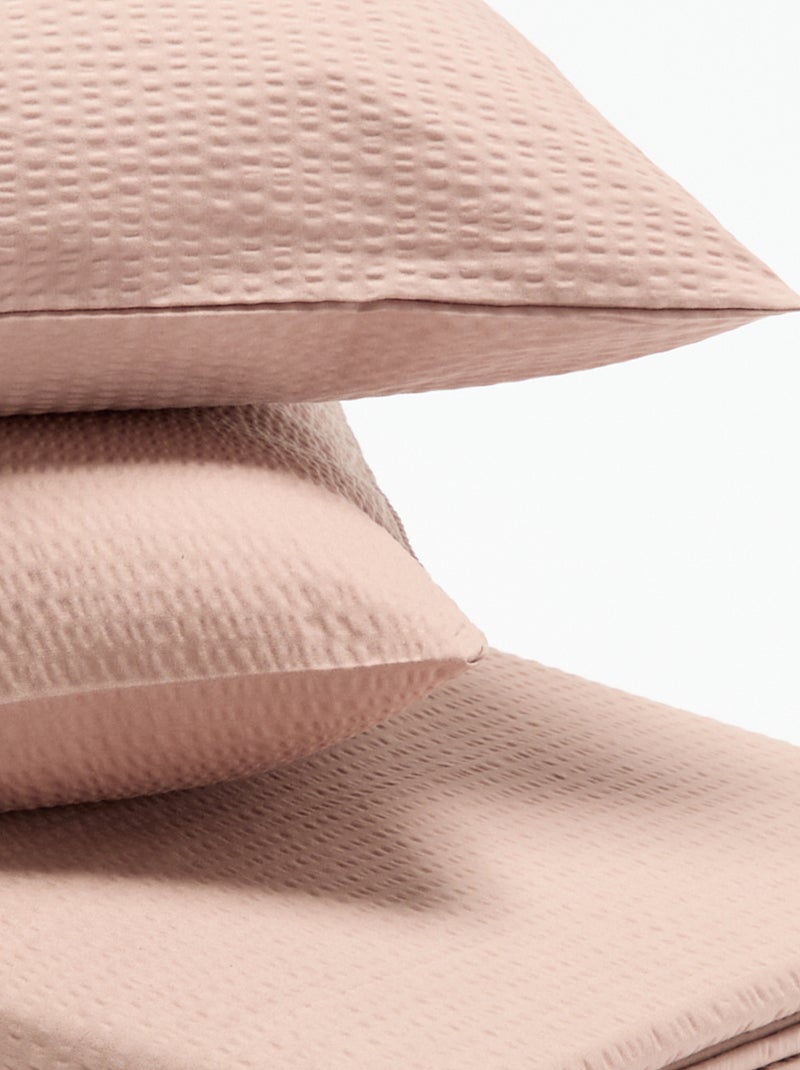 Conjunto de roupa de cama para 2 pessoas 240 x 220cm em seersucker Rosa - Kiabi