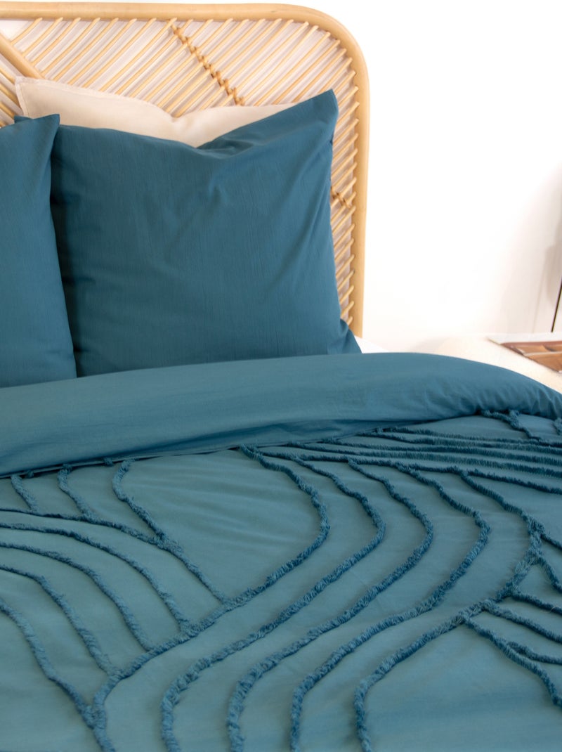 Conjunto de roupa de cama para casal 3 peças - 1 capa de edredão + 2 fronhas Azul - Kiabi