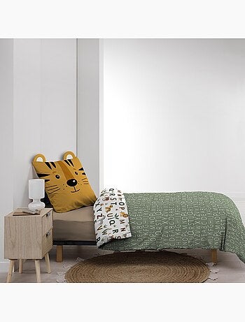 Conjunto de roupa de cama para criança em algodão reversível com motivos do alfabeto e de animais