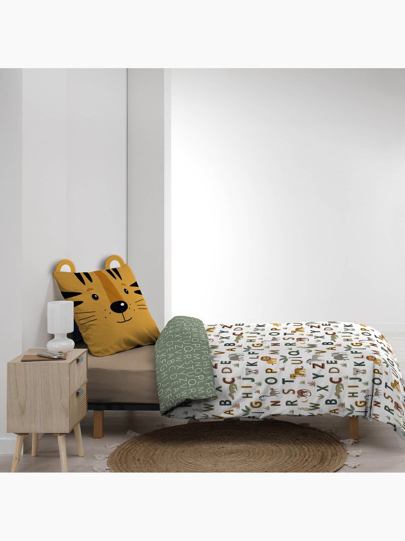 Conjunto de roupa de cama para criança em algodão reversível com motivos do alfabeto e de animais Amarelo - Kiabi