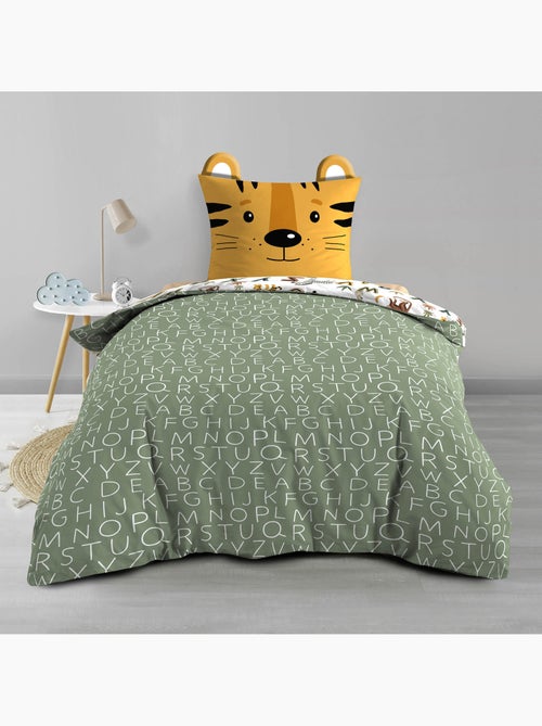 Conjunto de roupa de cama para criança em algodão reversível com motivos do alfabeto e de animais - Kiabi