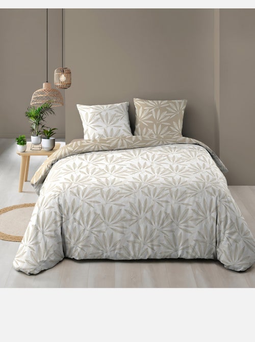 Conjunto de roupa de cama reversível em algodão com motivos de folhagem natural - Kiabi