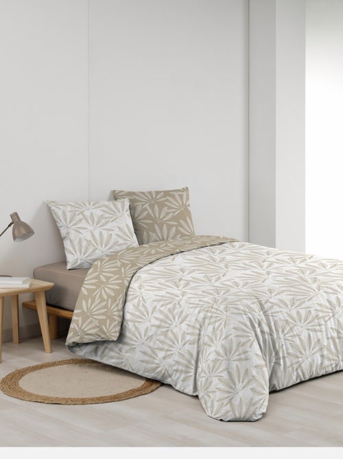 Conjunto de roupa de cama reversível em algodão com motivos de folhagem natural - Kiabi