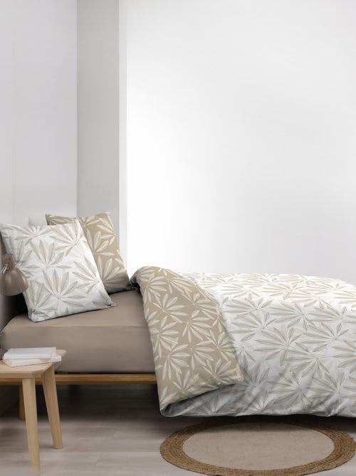 Conjunto de roupa de cama reversível em algodão com motivos de folhagem natural - Kiabi