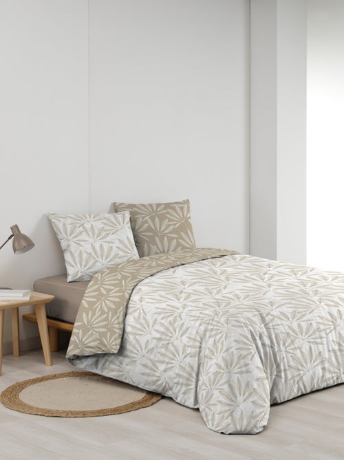 Conjunto de roupa de cama reversível em algodão com motivos de folhagem natural - Kiabi