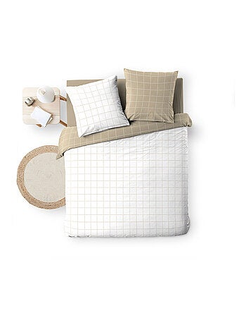 Conjunto de roupa de cama reversível em algodão xadrez