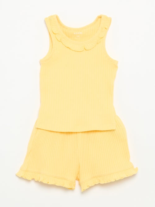 Conjunto de short e top sem mangas em malha pointelle - Kiabi