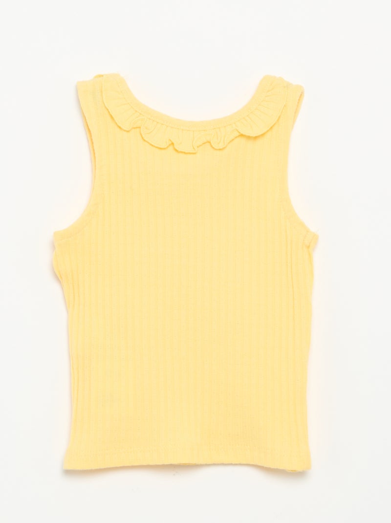 Conjunto de short e top sem mangas em malha pointelle Amarelo - Kiabi