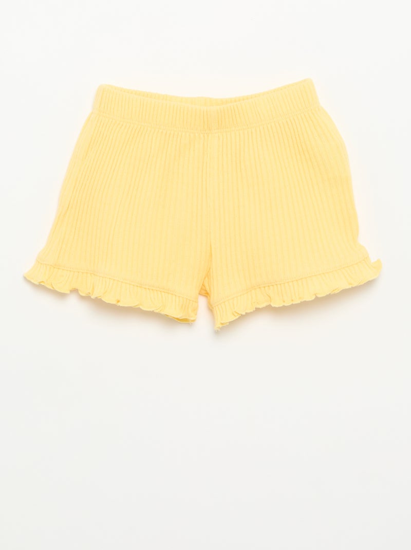 Conjunto de short e top sem mangas em malha pointelle Amarelo - Kiabi