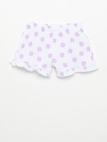Conjunto de short e top sem mangas em malha pointelle