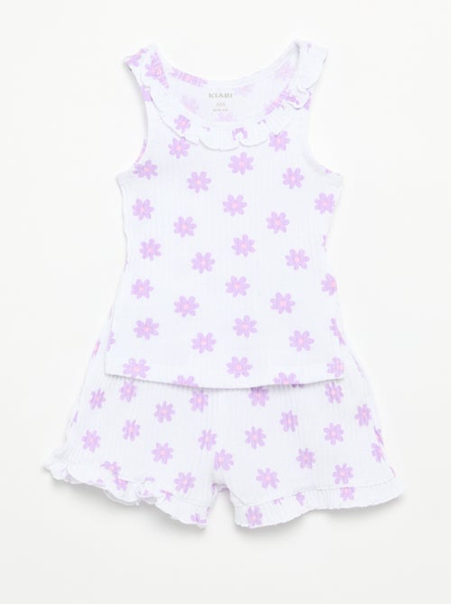Conjunto de short e top sem mangas em malha pointelle - Kiabi