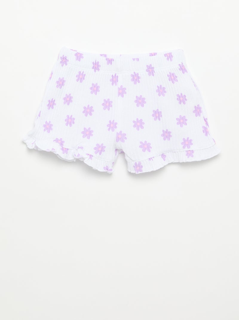 Conjunto de short e top sem mangas em malha pointelle Branco - Kiabi