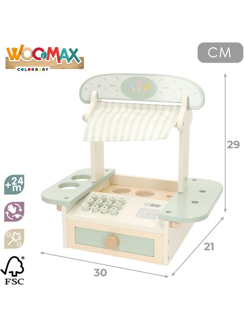 Conjunto de sorvete de madeira WOOMAX com 11 peças, 30x21x29 cm - Kiabi
