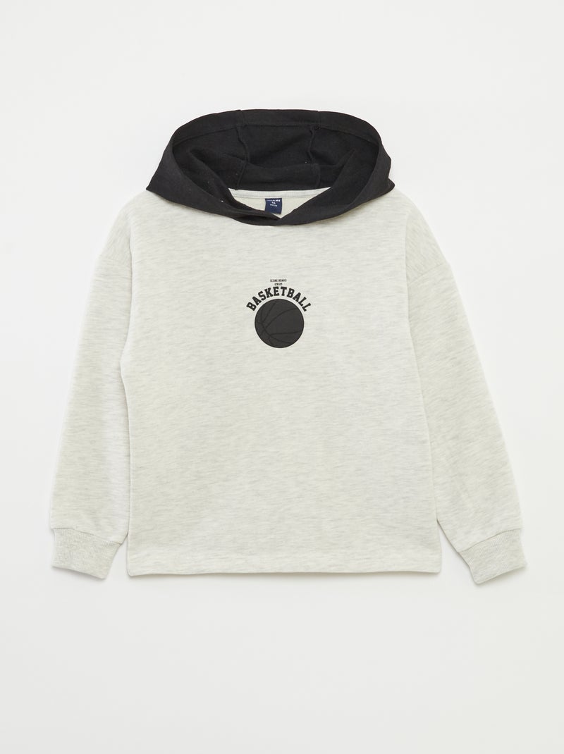 Conjunto de sweatshirt com capuz + calções em moletão leve - 2 peças Cinza - Kiabi