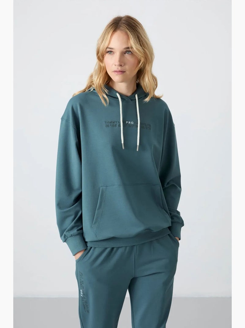Conjunto de sweatshirt com capuz oversize e calças tommy Azul-petróleo - Kiabi