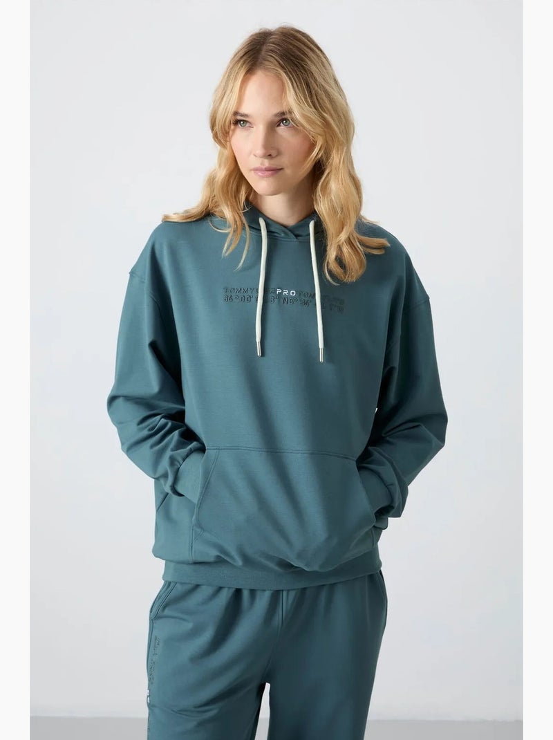 Conjunto de sweatshirt com capuz oversize e calças tommy Azul-petróleo - Kiabi
