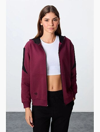 Conjunto de sweatshirt com capuz oversized com fecho de correr e calças tommy