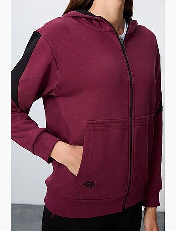 Conjunto de sweatshirt com capuz oversized com fecho de correr e calças tommy