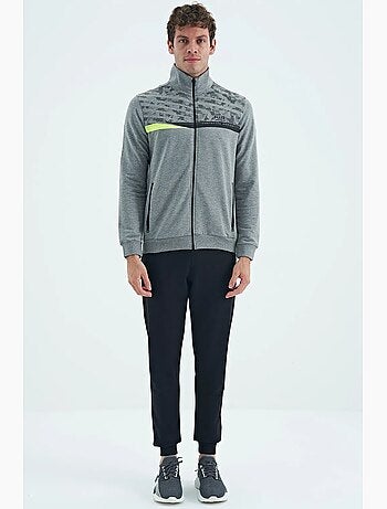 Conjunto de sweatshirt e calças com estampado e gola com fecho de correr tommy