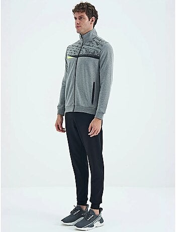 Conjunto de sweatshirt e calças com estampado e gola com fecho de correr tommy