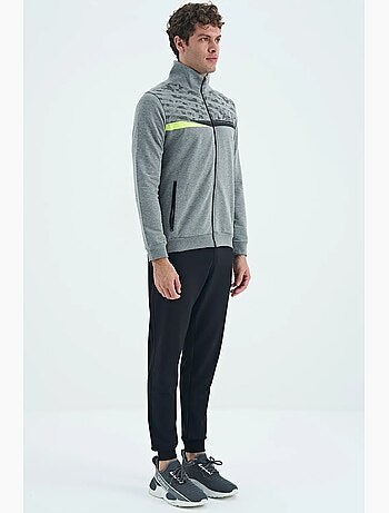 Conjunto de sweatshirt e calças com estampado e gola com fecho de correr tommy
