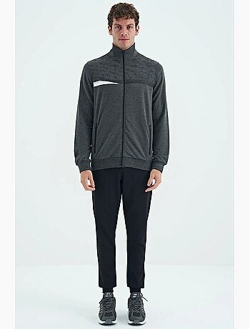 Conjunto de sweatshirt e calças com estampado e gola com fecho de correr tommy