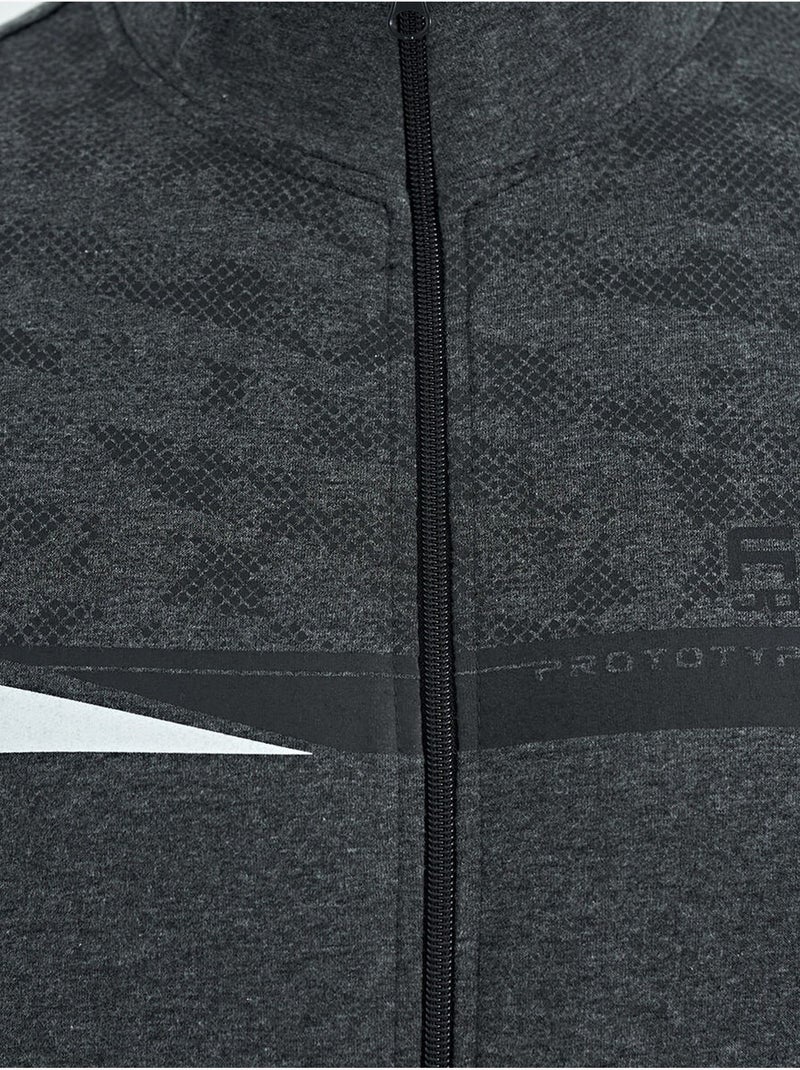 Conjunto de sweatshirt e calças com estampado e gola com fecho de correr tommy Cinza-preto - Kiabi