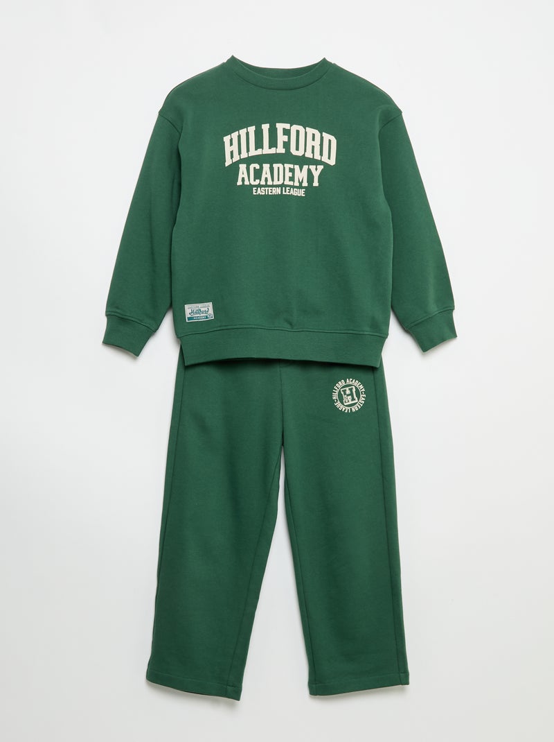 Conjunto de sweatshirt e calças de jogging - 2 peças Verde - Kiabi