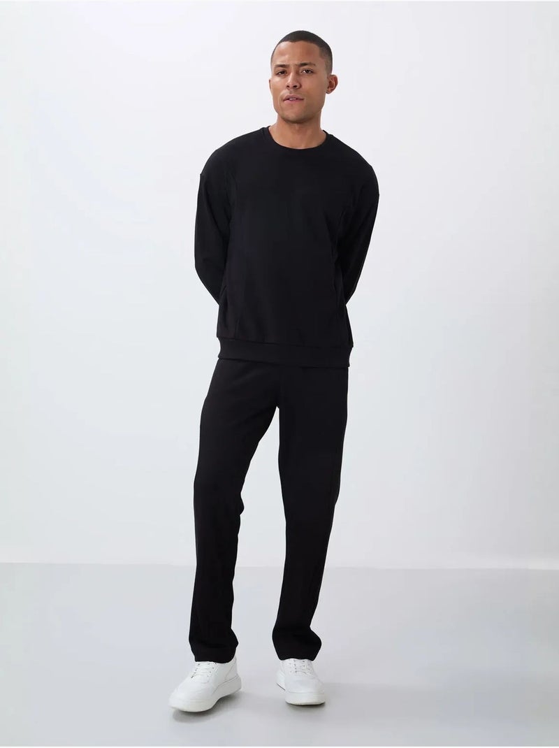 Conjunto de sweatshirt e calças em felpa de algodão e poliéster para homem tommy Preto - Kiabi
