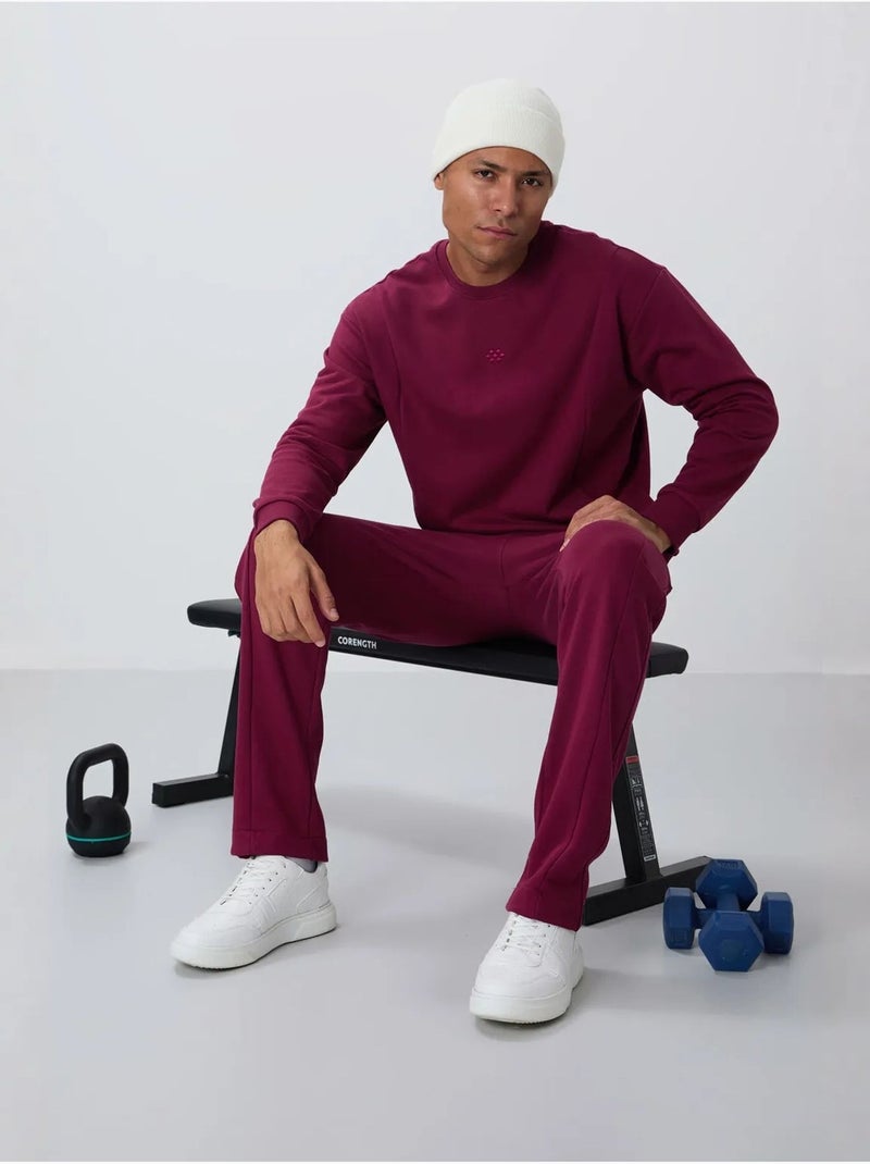 Conjunto de sweatshirt e calças em felpa de algodão e poliéster para homem tommy Vermelho bordô - Kiabi