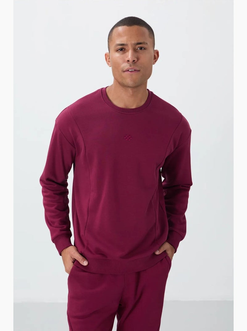 Conjunto de sweatshirt e calças em felpa de algodão e poliéster para homem tommy Vermelho bordô - Kiabi