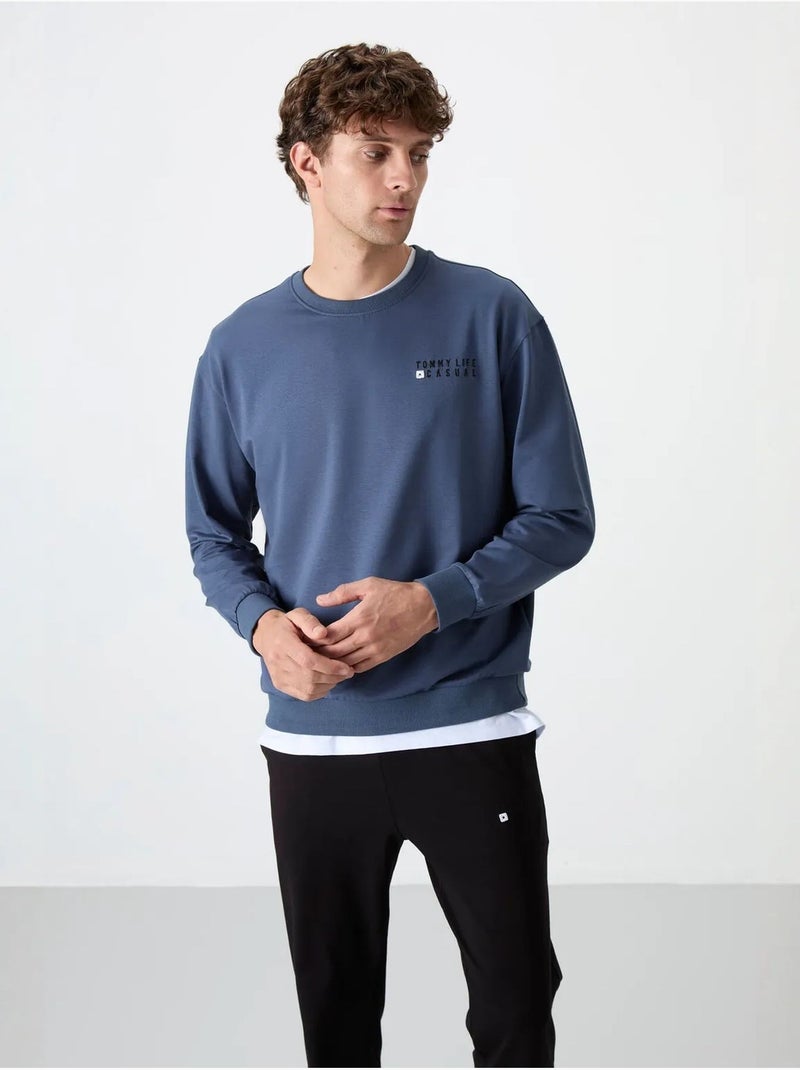 Conjunto de sweatshirt e calças oversize gola redonda tommy Azul - Kiabi