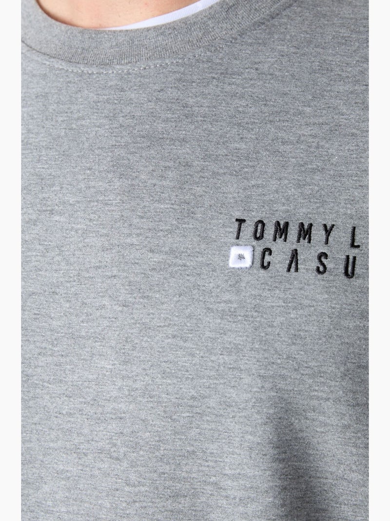Conjunto de sweatshirt e calças oversize gola redonda tommy Cinza claro - Kiabi