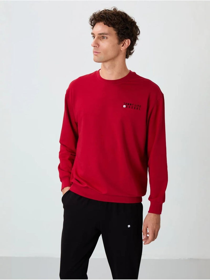 Conjunto de sweatshirt e calças oversize gola redonda tommy Vermelho - Kiabi