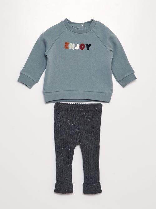 Conjunto de sweatshirt + leggings salpicadas - 2 peças - Kiabi