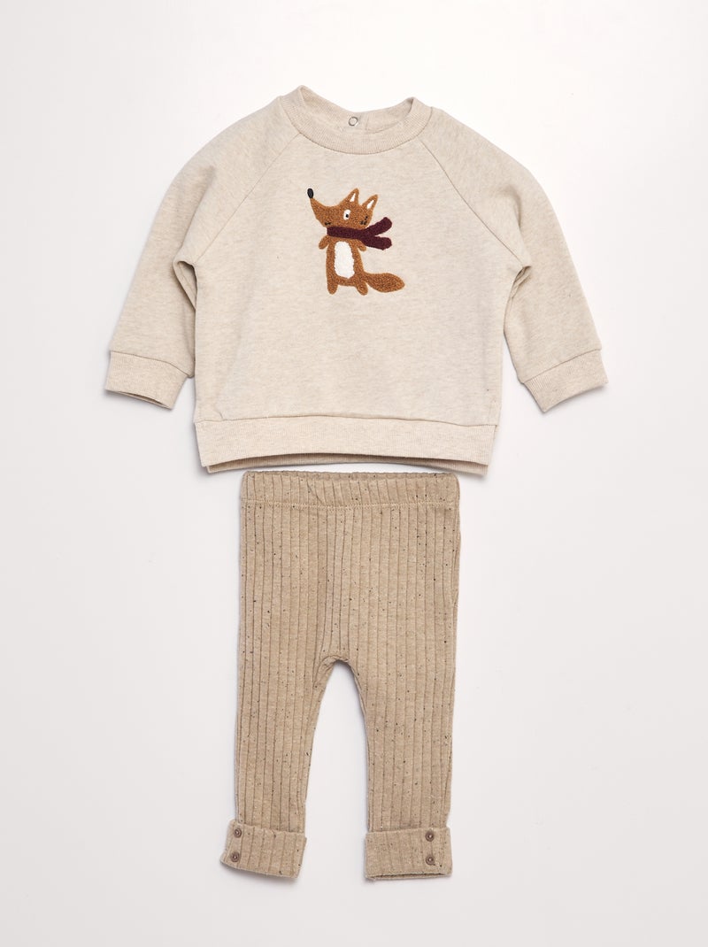 Conjunto de sweatshirt + leggings salpicadas - 2 peças BEGE - Kiabi