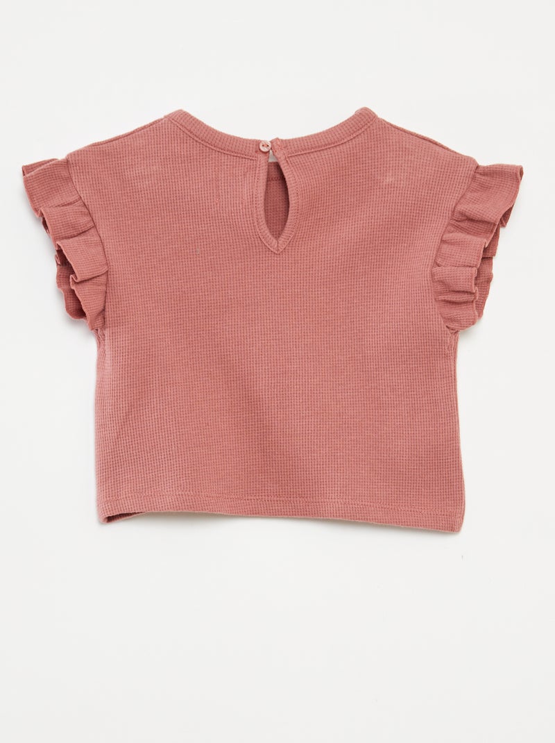 Conjunto de t-shirt + calções + chapéu em malha gofrada - 3 peças ROSA - Kiabi