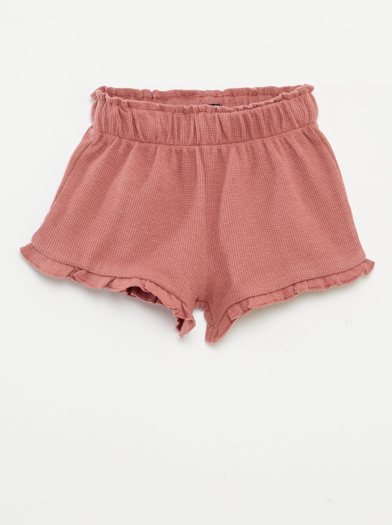 Conjunto de t-shirt + calções + chapéu em malha gofrada - 3 peças ROSA - Kiabi
