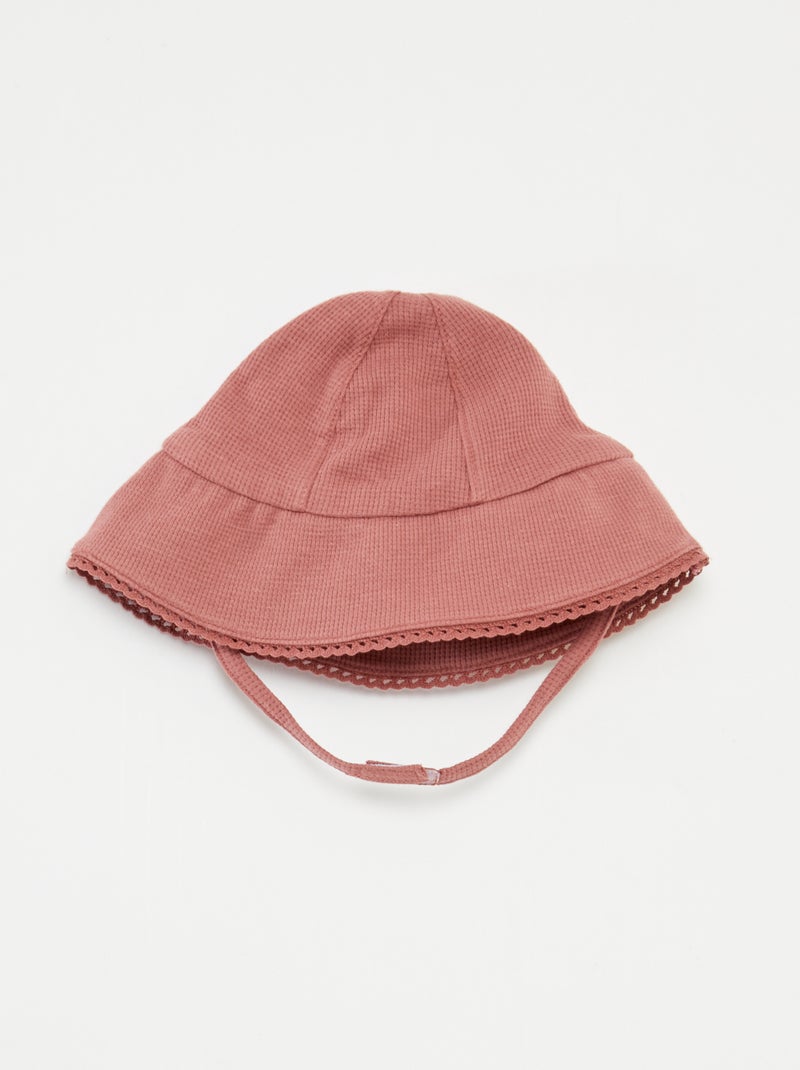 Conjunto de t-shirt + calções + chapéu em malha gofrada - 3 peças ROSA - Kiabi